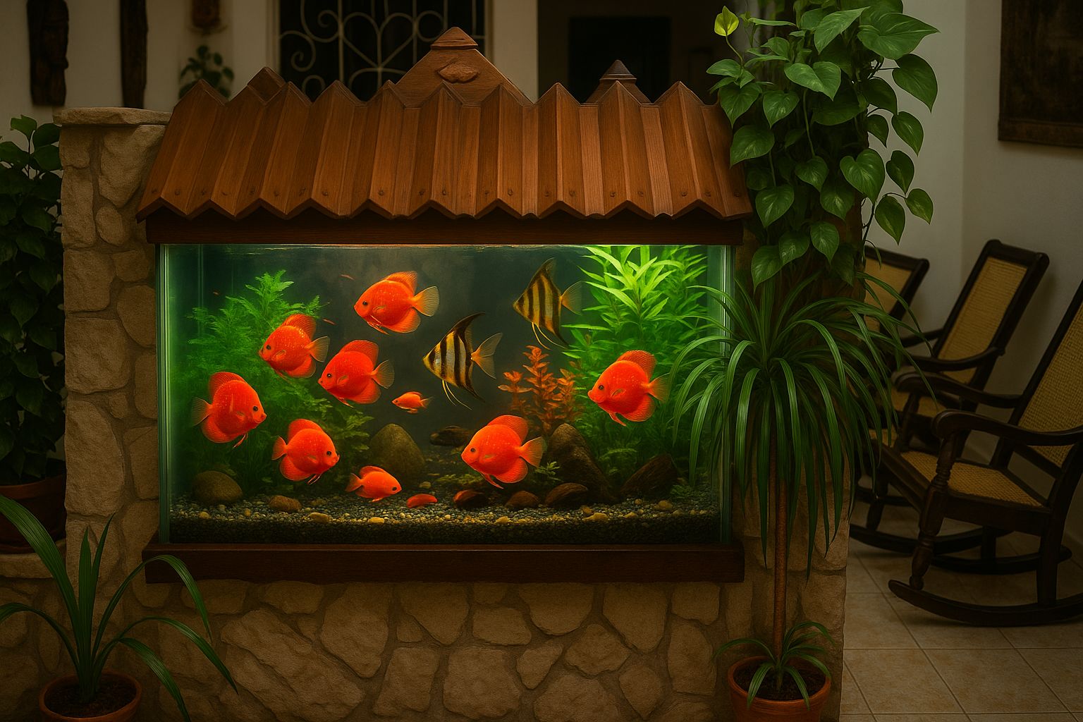 Acuario de peces discos